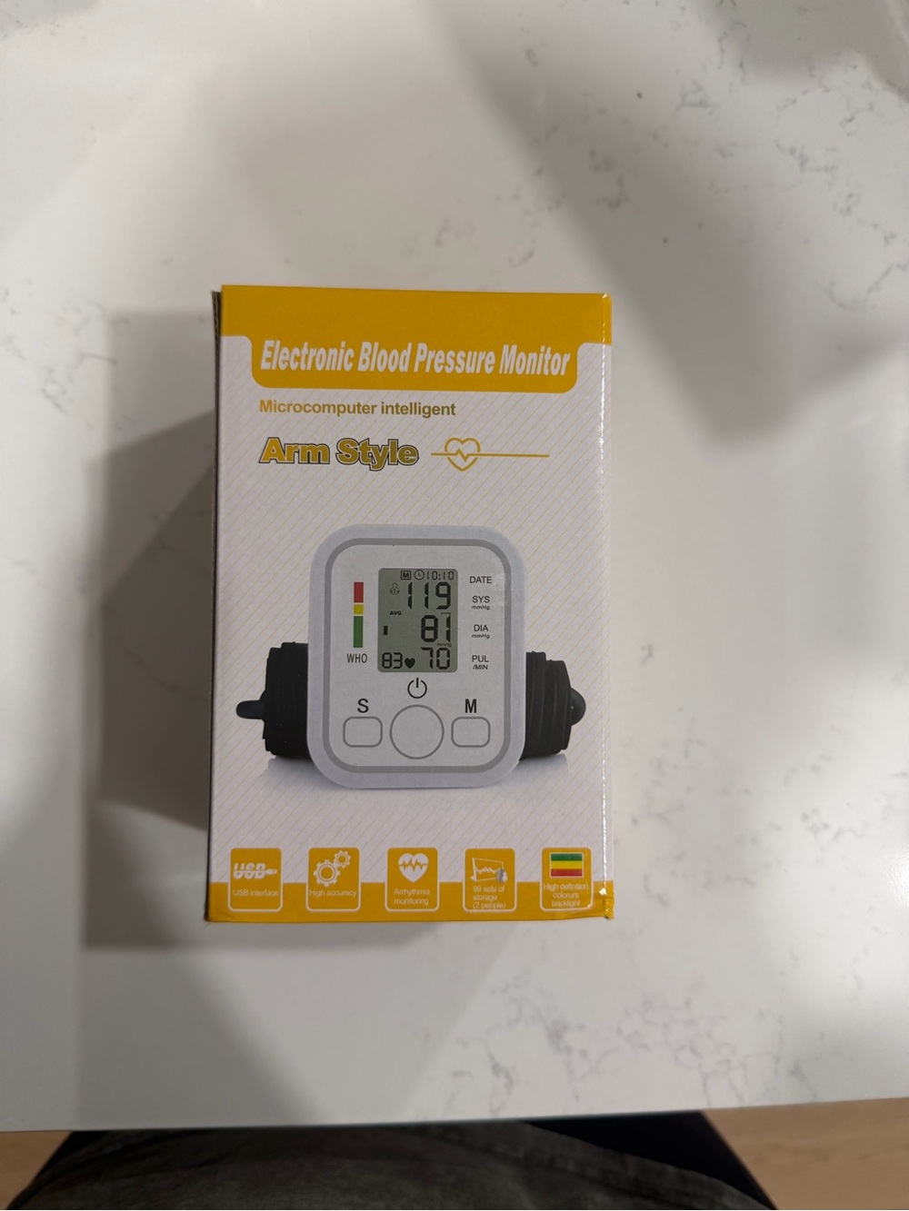 Electronic Arm-Style Blood Pressure Monitor - White